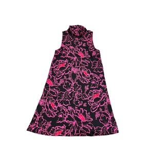 Julie Brown High Neck Black Pink Floral Dress JB by Julie Brown Vintage Small
